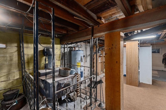 unfinished below grade area with electric water heater