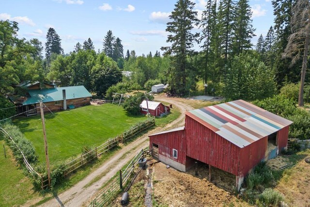 drone / aerial view with a rural view
