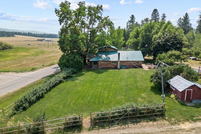 bird's eye view with a rural view