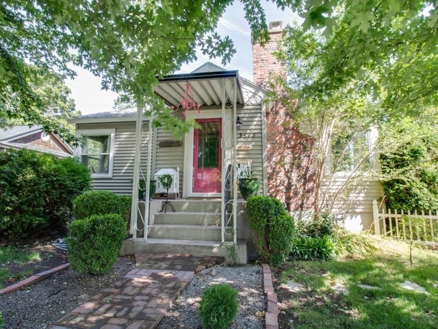 exterior space with a chimney