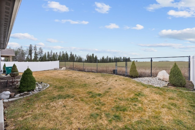 view of yard featuring a fenced backyard