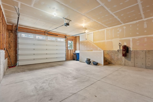 garage with a garage door opener