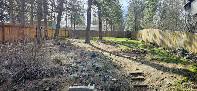 view of yard featuring a fenced backyard