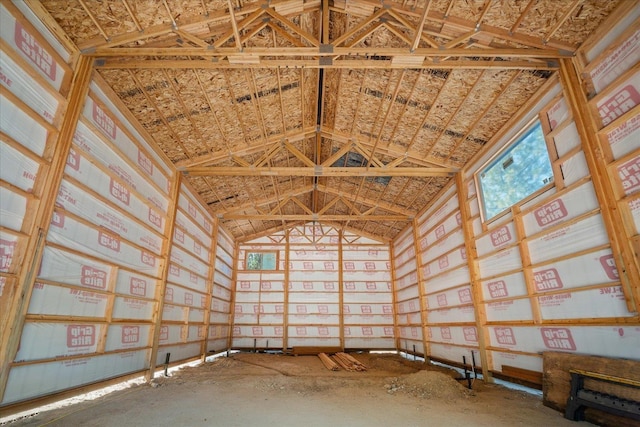 interior space featuring lofted ceiling