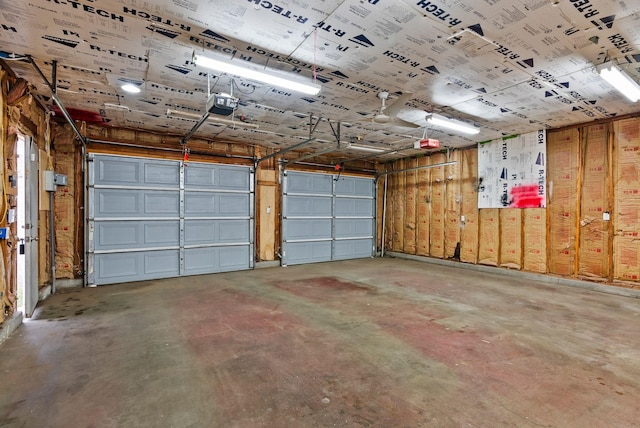 garage with a garage door opener