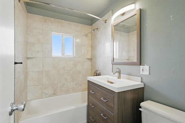 full bath with vanity, toilet, and shower / bathtub combination