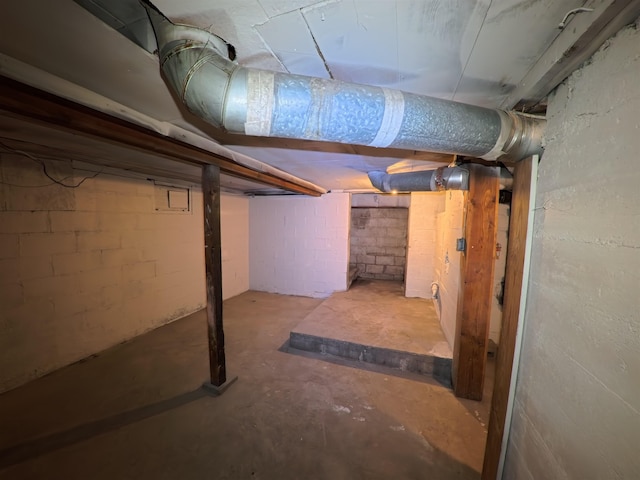 view of unfinished basement