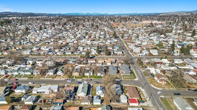 aerial view with a mountain view and a residential view