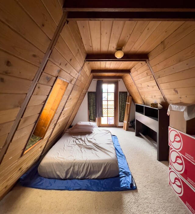 2063-A Marble Valley Basin Rd, Addy, WA 99101 - carpeted bedroom with wood ceiling and lofted ceiling
