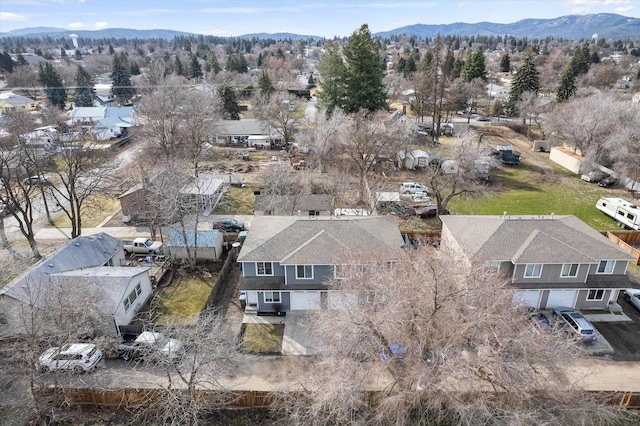 bird's eye view with a mountain view and a residential view