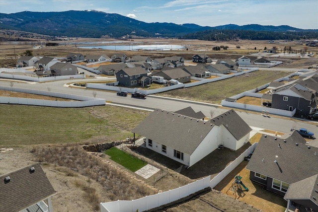 aerial view with a residential view and a mountain view