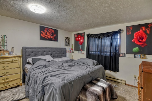 6208 N Wiscomb St, Spokane, WA 99208 - bedroom featuring carpet flooring, baseboard heating, and a textured ceiling