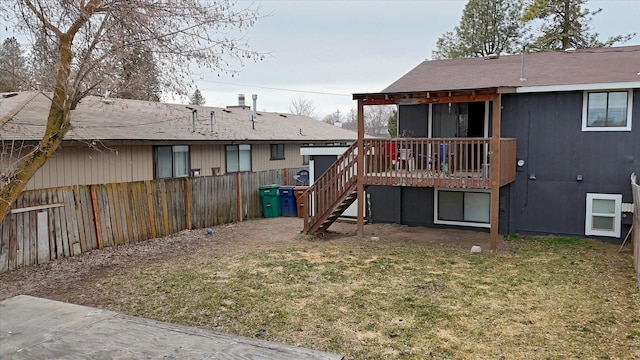 6208 N Wiscomb St, Spokane, WA 99208 - back of property featuring a deck and stairs