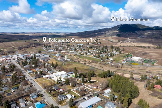 147 N Lindsey St, Tekoa, WA 99033 - birds eye view of property featuring a mountain view