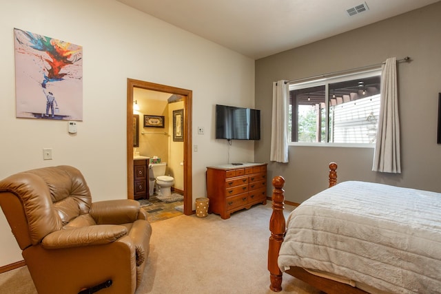 428 N Kynan Ln, Spokane, WA 99224 - bedroom featuring light colored carpet, visible vents, baseboards, and ensuite bathroom
