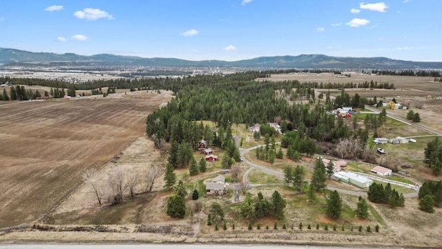 12115 E Wedgewood Ct, Spokane, WA 99217 - aerial overview of property's location with a mountain backdrop and rural landscape
