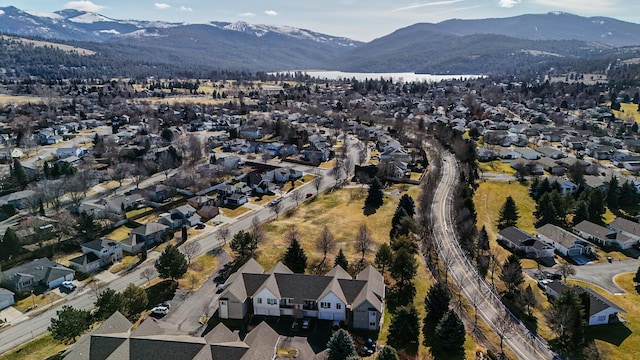 bird's eye view featuring a residential view and a mountain view