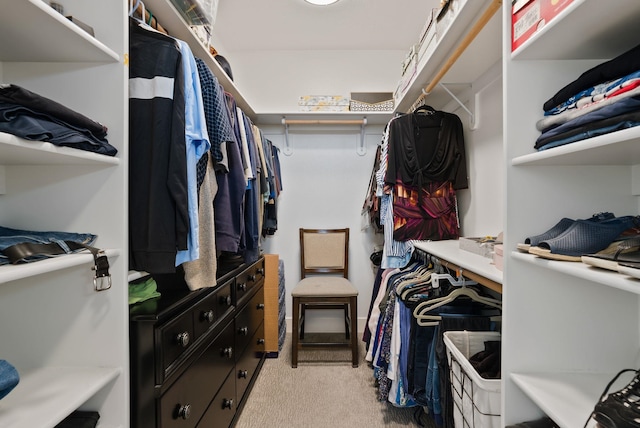 spacious closet with light colored carpet