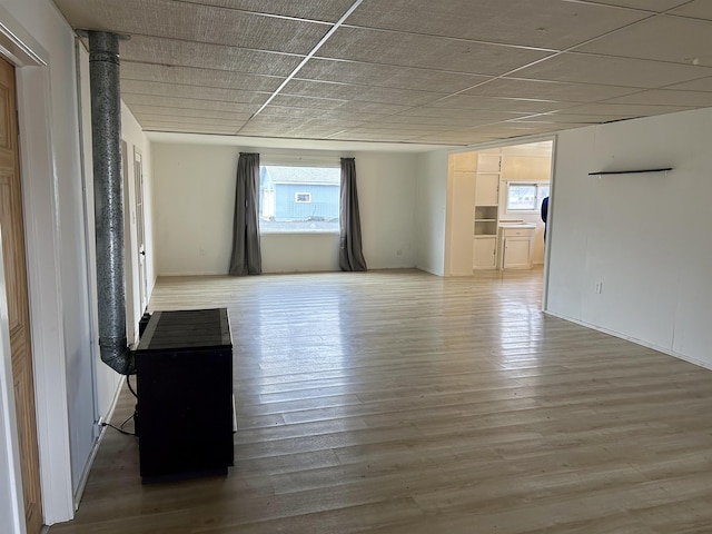 unfurnished living room featuring light wood finished floors