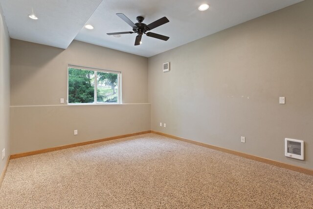 4720 S Wildwood Ln, Spokane, WA 99206 - carpeted empty room with heating unit, baseboards, recessed lighting, and a ceiling fan