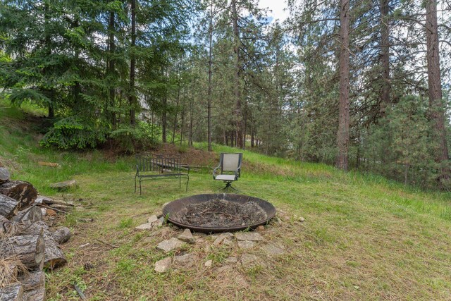 4720 S Wildwood Ln, Spokane, WA 99206 - view of yard featuring a fire pit