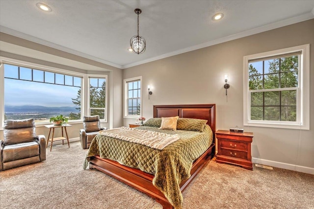 6808 S Jackson Ridge Ln, Greenacres, WA 99016 - bedroom with baseboards, carpet floors, recessed lighting, and crown molding