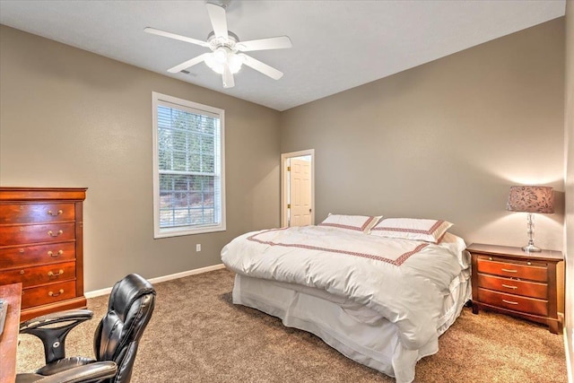 6808 S Jackson Ridge Ln, Greenacres, WA 99016 - bedroom with baseboards, carpet floors, visible vents, and a ceiling fan
