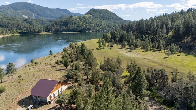 4004P N Northport Flat Creek Rd, Northport, WA 99157 - drone / aerial view featuring a view of trees and a water and mountain view