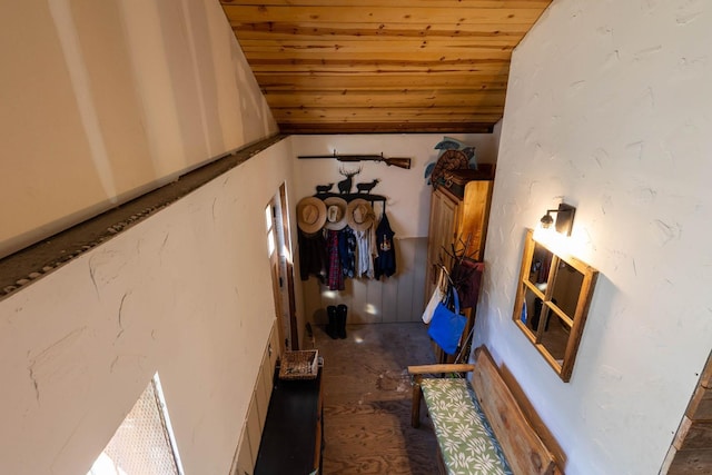 4004P N Northport Flat Creek Rd, Northport, WA 99157 - hall featuring wood ceiling and lofted ceiling