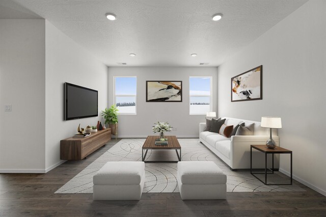 805 E 5th St, Deer Park, WA 99006 - living room with baseboards, visible vents, a textured ceiling, and wood finished floors