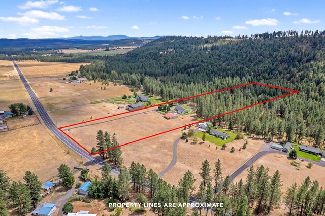 14505 W Coulee Hite Rd, Spokane, WA 99224 - bird's eye view with a wooded view, a rural view, and a mountain view
