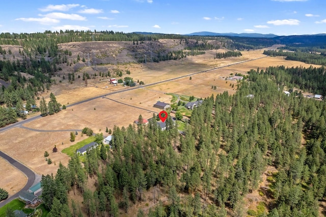 14505 W Coulee Hite Rd, Spokane, WA 99224 - birds eye view of property with a wooded view, a mountain view, and a rural view