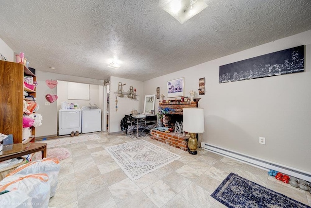 14825 E Mission Avenue 14827E Mission Ave, Spokane Valley, WA 99216 - interior space featuring baseboards, separate washer and dryer, baseboard heating, and a textured ceiling