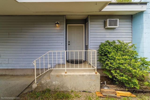 14825 E Mission Avenue 14827E Mission Ave, Spokane Valley, WA 99216 - doorway to property featuring concrete block siding and an AC wall unit