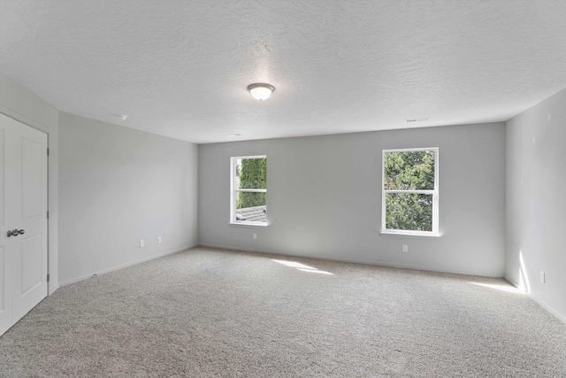 empty room featuring carpet and a textured ceiling