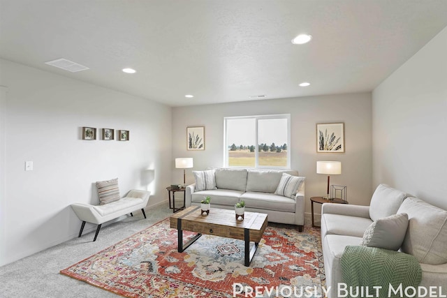 509 N Arc Ct, Spokane Valley, WA 99016 - living room featuring carpet flooring, recessed lighting, baseboards, and visible vents