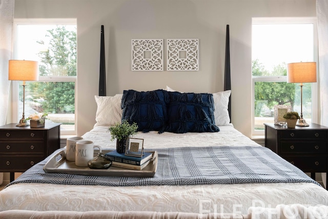 bedroom featuring multiple windows