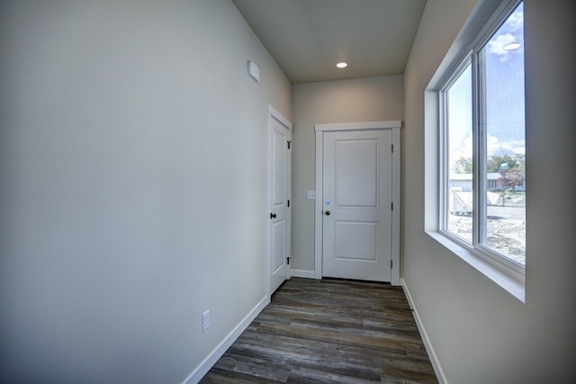 18517 E Michielli Ln, Spokane Valley, WA 99016 - hall with dark wood-style floors, baseboards, and recessed lighting