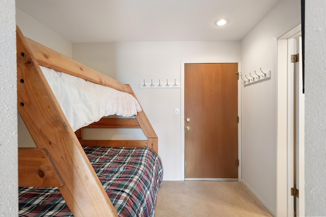 bedroom featuring carpet floors, baseboards, and recessed lighting