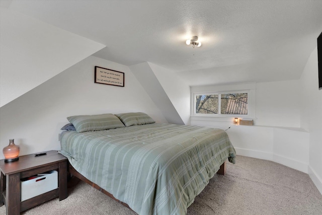 404 N Washington Ave, Newport, WA 99156 - bedroom featuring carpet flooring, baseboards, lofted ceiling, and a textured ceiling