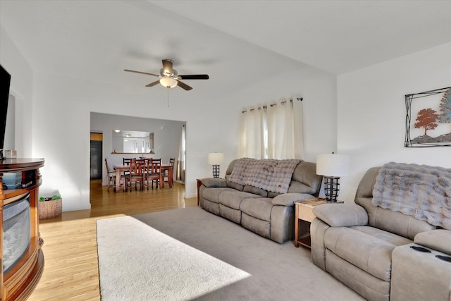 404 N Washington Ave, Newport, WA 99156 - living area featuring light wood-style flooring, baseboards, and ceiling fan