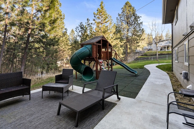 view of patio / terrace with a playground