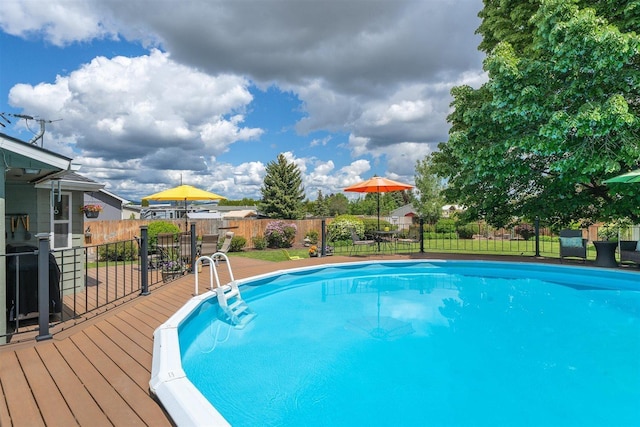 305 S Steen Rd, Veradale, WA 99037 - view of pool featuring a fenced backyard, a deck, and grilling area