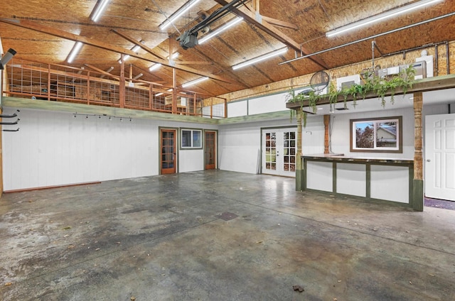 garage featuring french doors