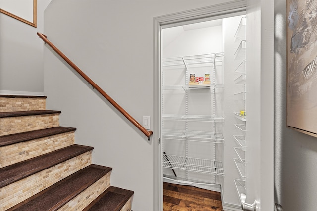 staircase featuring wood finished floors