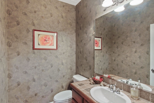 4357 S Greystone Ln, Spokane, WA 99203 - bathroom with toilet, wallpapered walls, and vanity