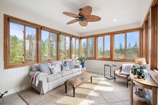 13615 N Riverbluff Ln, Spokane, WA 99208 - sunroom featuring tile patterned floors, recessed lighting, and baseboards