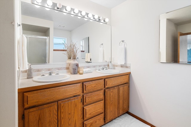 2603 S Sunnybrook Ln, Spokane, WA 99037 - bathroom featuring double vanity and a shower stall
