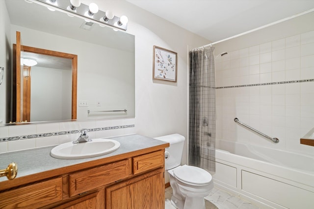 2603 S Sunnybrook Ln, Spokane, WA 99037 - full bathroom featuring vanity, tasteful backsplash, and shower / tub combo with curtain