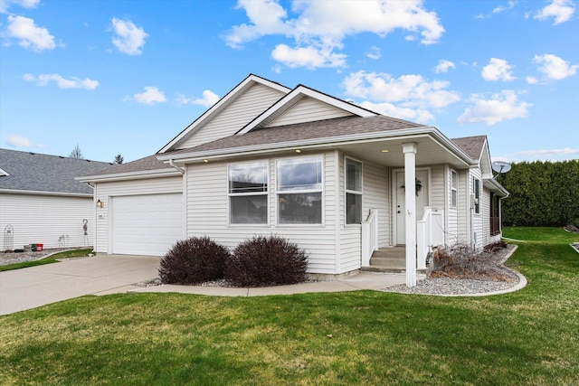2603 S Sunnybrook Ln, Spokane, WA 99037 - ranch-style home featuring concrete driveway, a front lawn, a shingled roof, and an attached garage